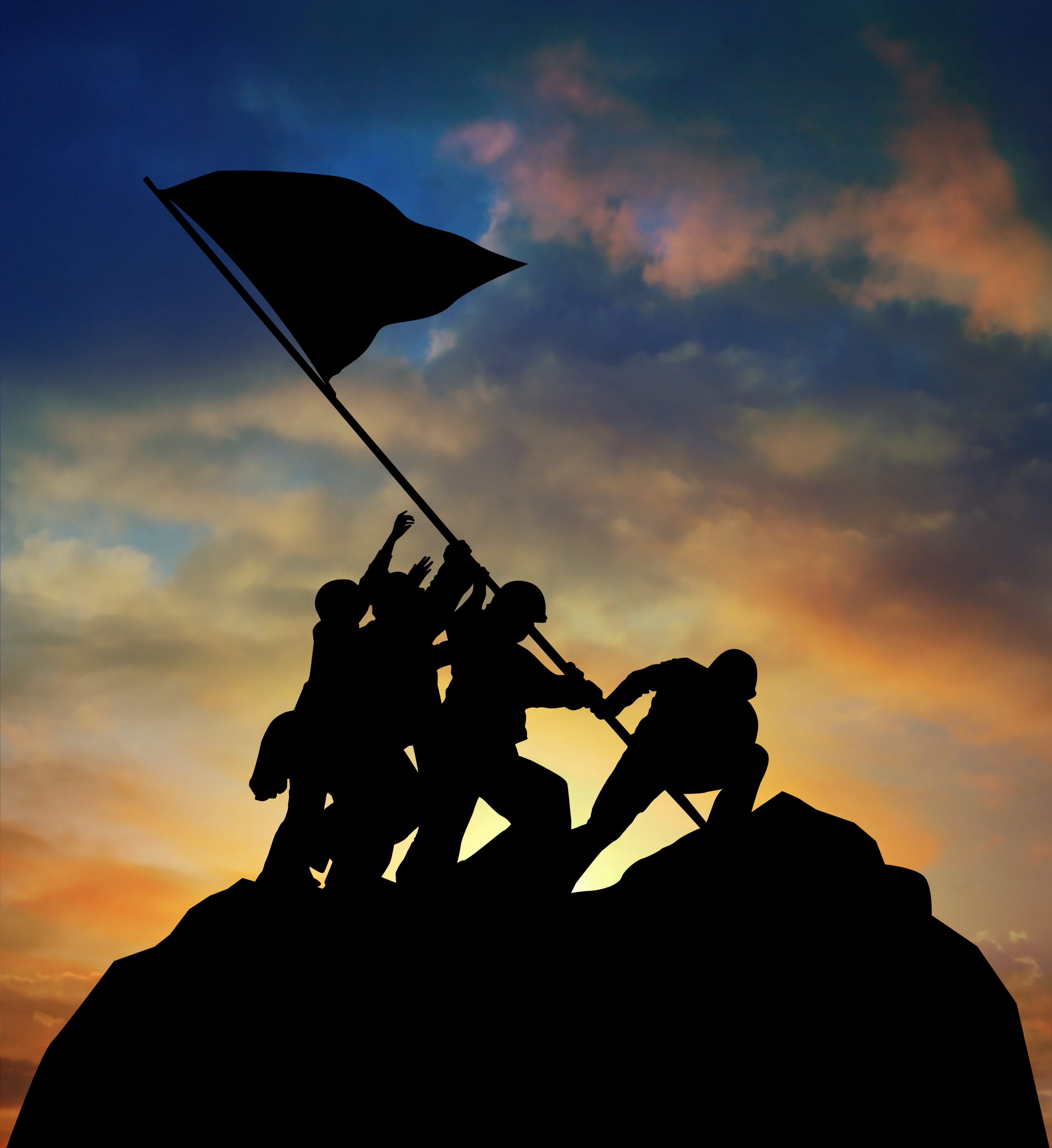 Soldiers Holding Flag